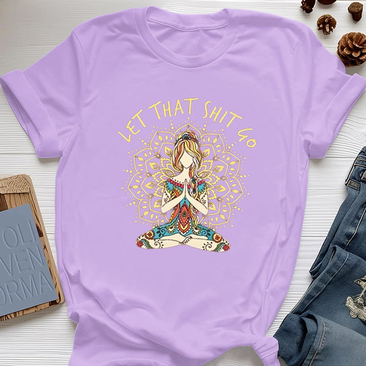 Camiseta de meditación de yoga sentada "Suelta esa mierda" de Olivenorma
