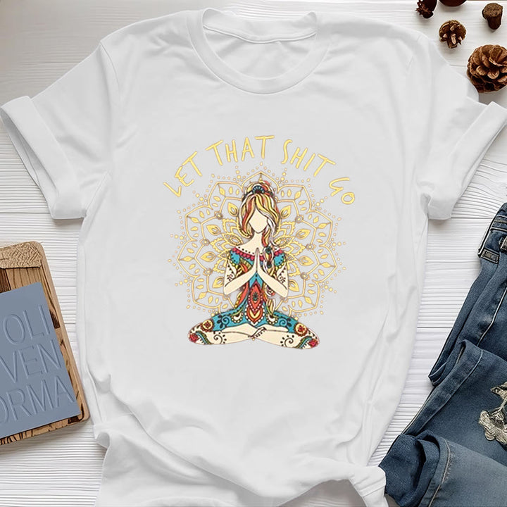Camiseta de meditación de yoga sentada "Suelta esa mierda" de Olivenorma