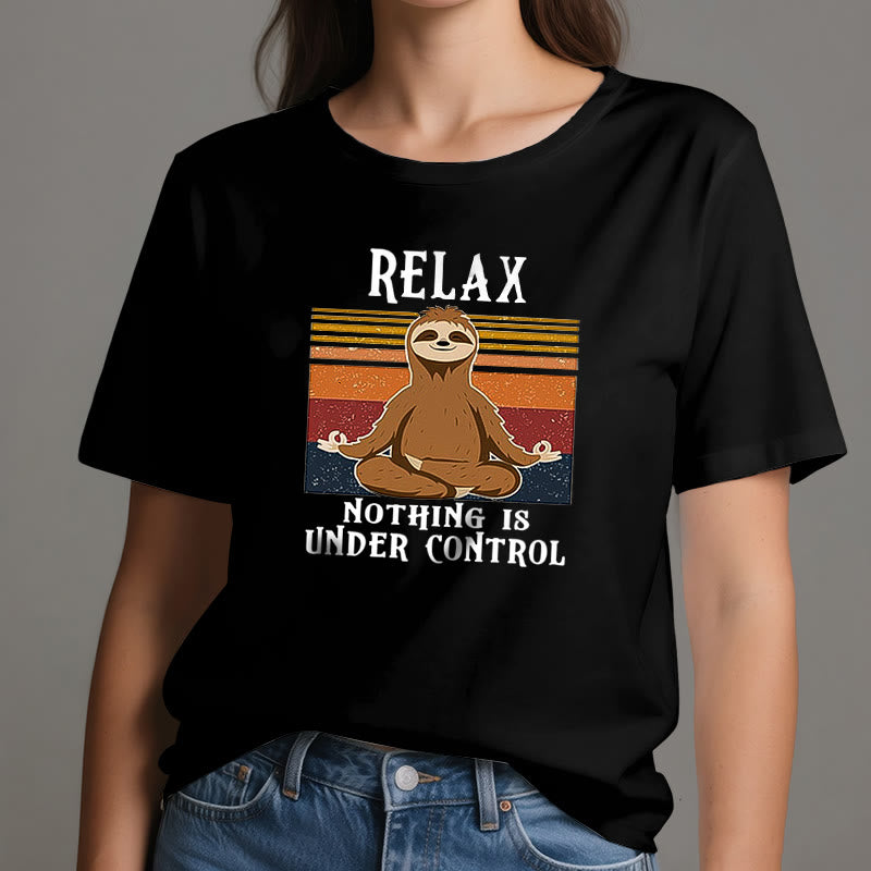 Camiseta de algodón retro con perezoso relajado de Olivenorma