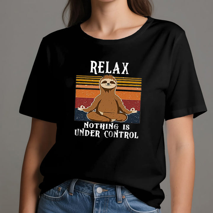 Camiseta de algodón retro con perezoso relajado de Olivenorma