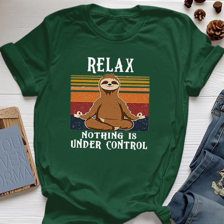 Camiseta de algodón retro con perezoso relajado de Olivenorma