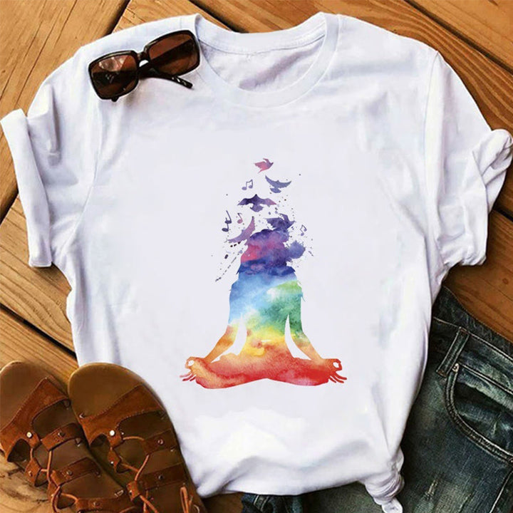 Camiseta Olivenorma Lotus Yoga Meditación Árbol de la Vida