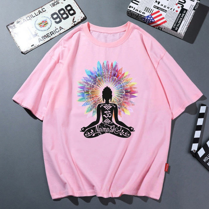 Camiseta de yoga transpirable y cómoda color rosa Olivenorma