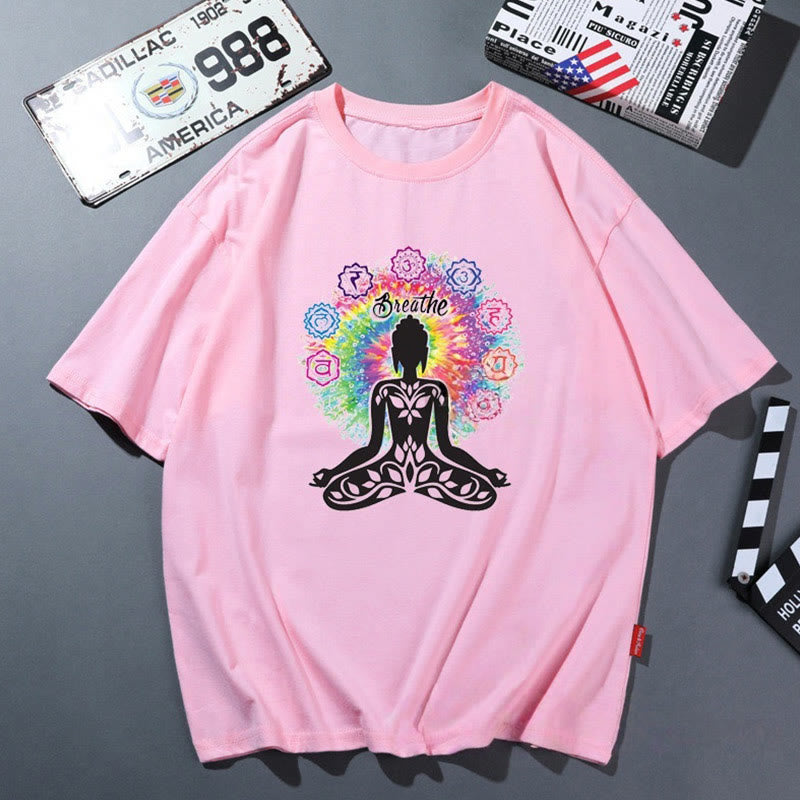 Camiseta de yoga transpirable y cómoda color rosa Olivenorma