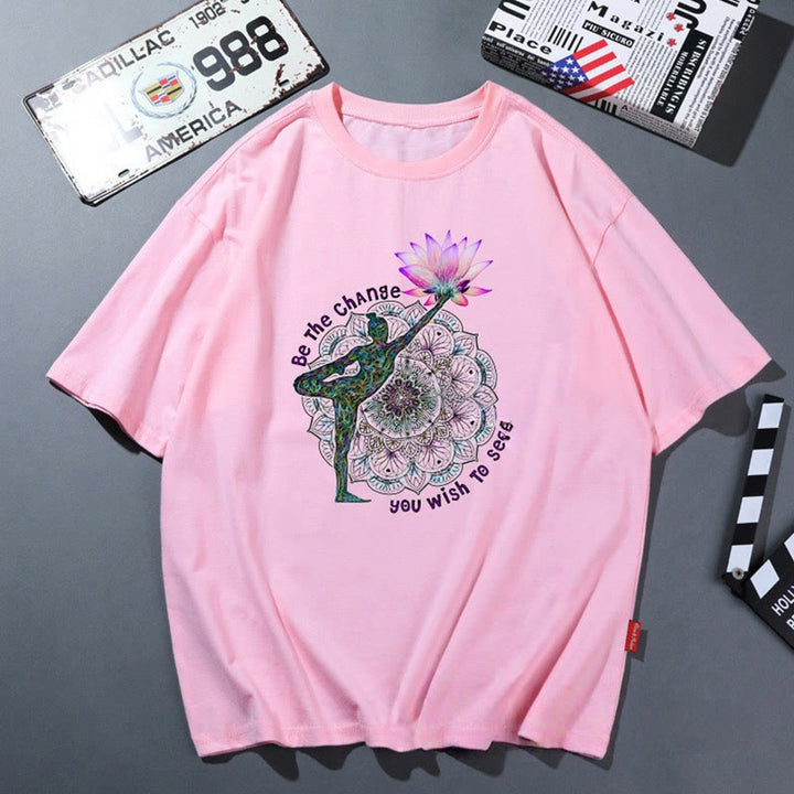 Camiseta de yoga transpirable y cómoda color rosa Olivenorma