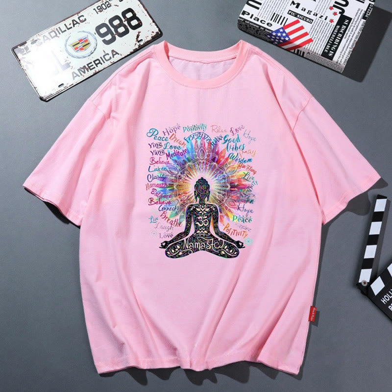 Camiseta de yoga transpirable y cómoda color rosa Olivenorma