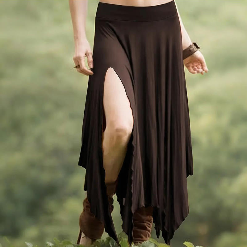 Vestido estilo bohemio Olivenorma con falda midi con abertura y cordón ajustable - Granate - XXL - image 27