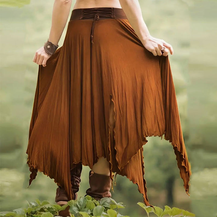 Vestido estilo bohemio Olivenorma con falda midi con abertura y cordón ajustable - image 3
