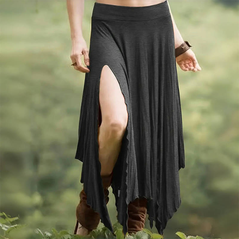 Vestido estilo bohemio Olivenorma con falda midi con abertura y cordón ajustable - Gris - XXL - image 11