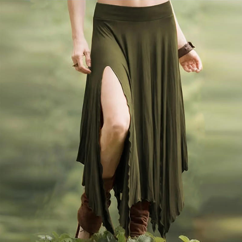 Vestido estilo bohemio Olivenorma con falda midi con abertura y cordón ajustable - Verde - XXL - image 19