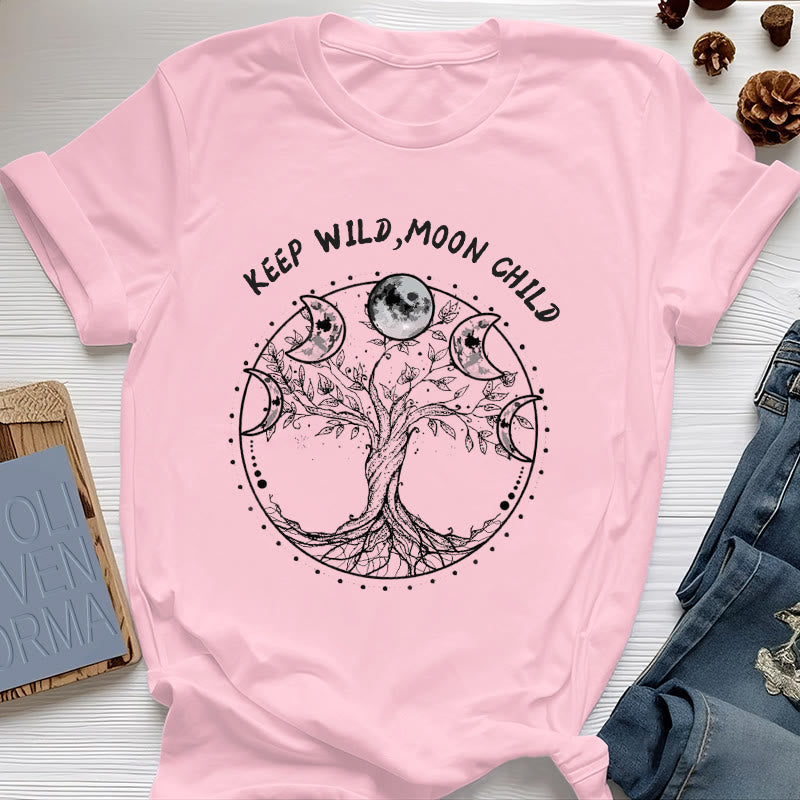 Camisetas de Olivenorma "KEEP WILD, MOON CHILD" con las fases lunares del Árbol de la Vida - Rosa - 2XL - image 14