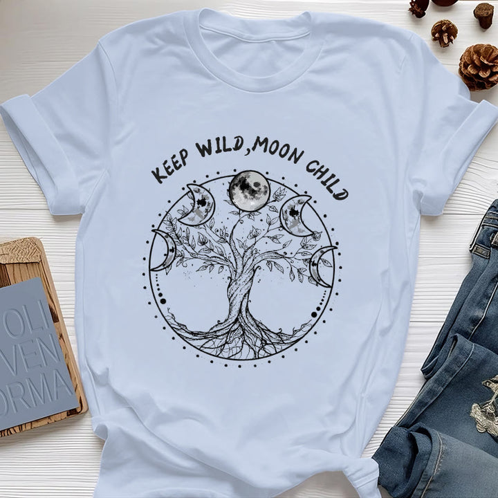Camisetas de Olivenorma "KEEP WILD, MOON CHILD" con las fases lunares del Árbol de la Vida - Azul - 2XL - image 12