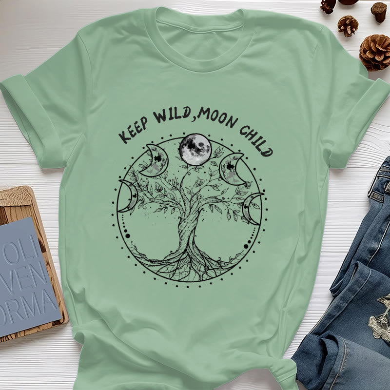 Camisetas de Olivenorma "KEEP WILD, MOON CHILD" con las fases lunares del Árbol de la Vida - Verde claro - 2XL - image 18