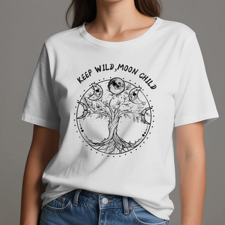 Camisetas de Olivenorma "KEEP WILD, MOON CHILD" con las fases lunares del Árbol de la Vida - image 2