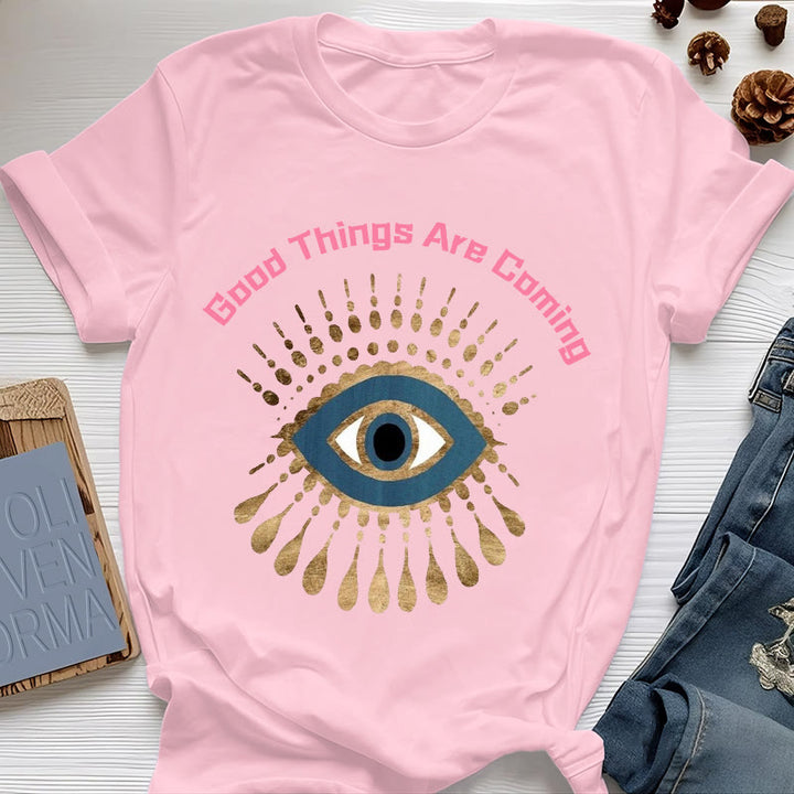Olivenorma "SE VENGAN COSAS BUENAS" Camiseta de mal de ojo - Rosa - 2XL - image 1