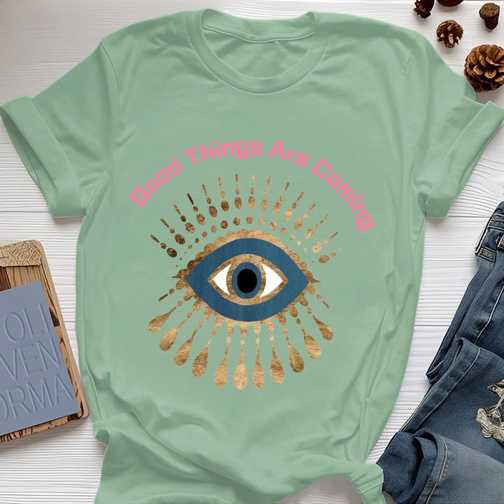 Olivenorma "SE VENGAN COSAS BUENAS" Camiseta de mal de ojo - Verde claro - 2XL - image 18