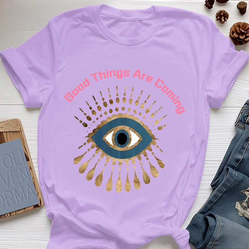Olivenorma "SE VENGAN COSAS BUENAS" Camiseta de mal de ojo - Púrpura - 2XL - image 16