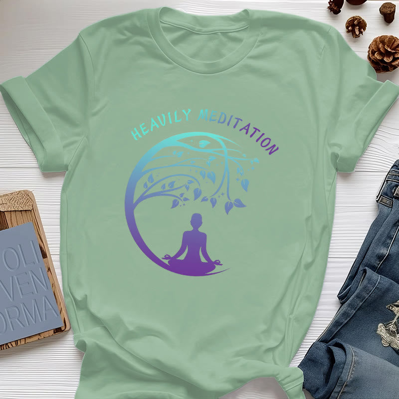 Camiseta de yoga del Árbol de la Vida "MEDITACIÓN FUERTE" de Olivenorma  - Verde claro - 2XL - image 19