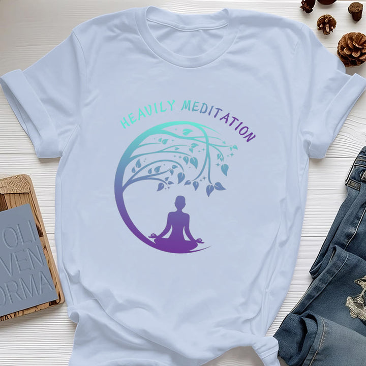 Camiseta de yoga del Árbol de la Vida "MEDITACIÓN FUERTE" de Olivenorma  - Azul - 2XL - image 13