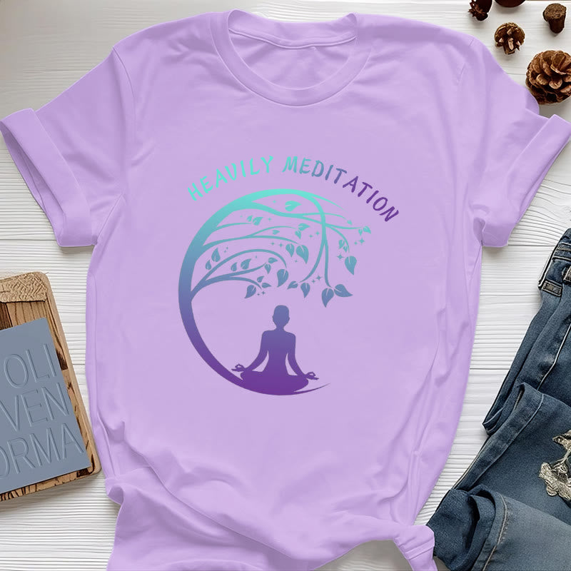Camiseta de yoga del Árbol de la Vida "MEDITACIÓN FUERTE" de Olivenorma  - Púrpura - 2XL - image 17