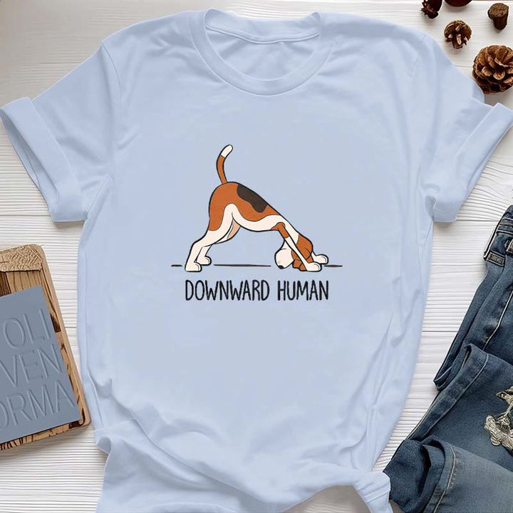 Camiseta de yoga Olivenorma con la figura humana hacia abajo