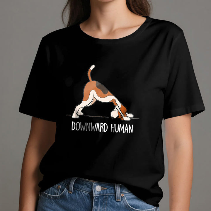 Camiseta de yoga Olivenorma con la figura humana hacia abajo