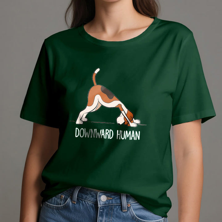 Camiseta de yoga Olivenorma con la figura humana hacia abajo