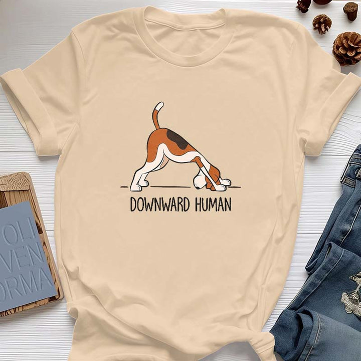 Camiseta de yoga Olivenorma con la figura humana hacia abajo