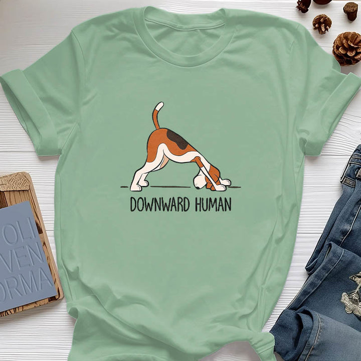 Camiseta de yoga Olivenorma con la figura humana hacia abajo
