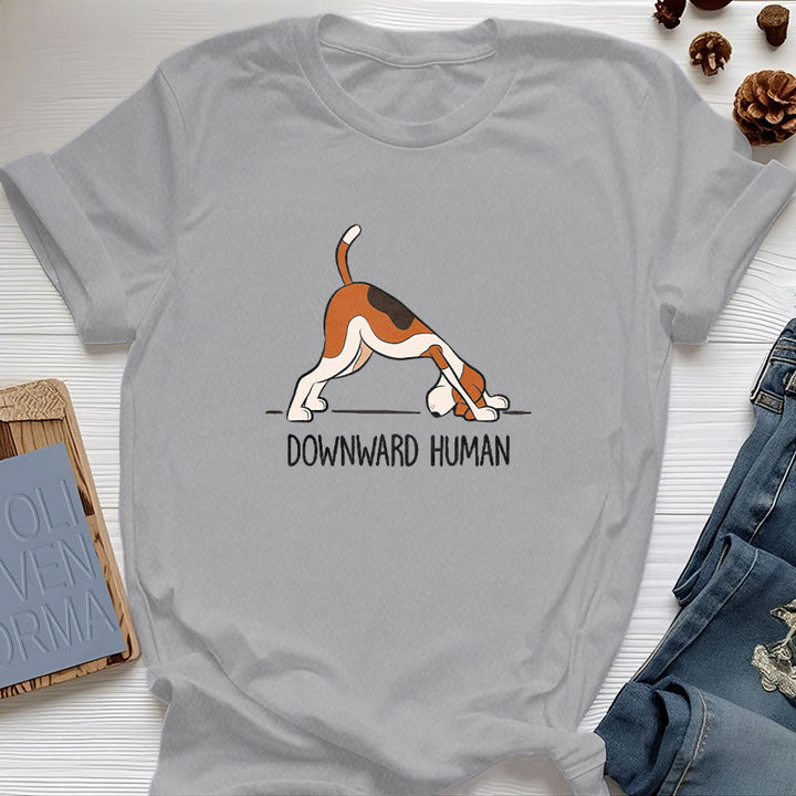 Camiseta de yoga Olivenorma con la figura humana hacia abajo
