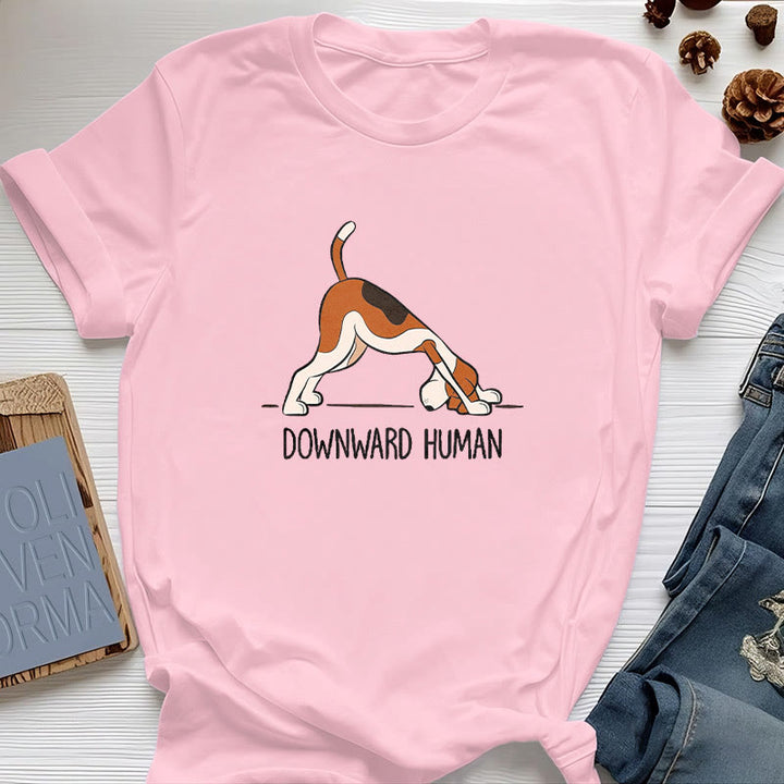 Camiseta de yoga Olivenorma con la figura humana hacia abajo