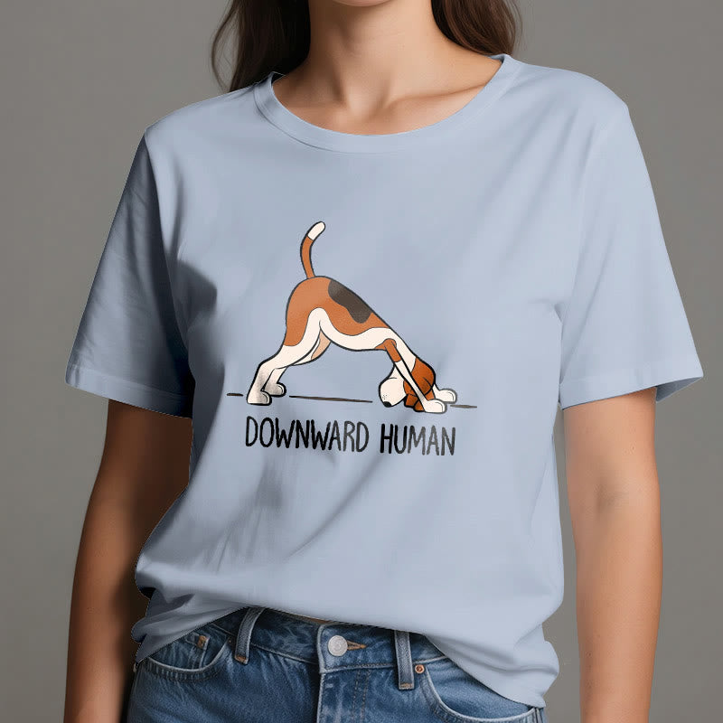 Camiseta de yoga Olivenorma con la figura humana hacia abajo