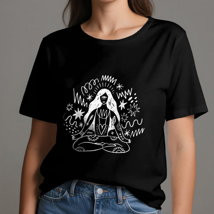 Camiseta Olivenorma con dibujo de grafiti y yoga para chica