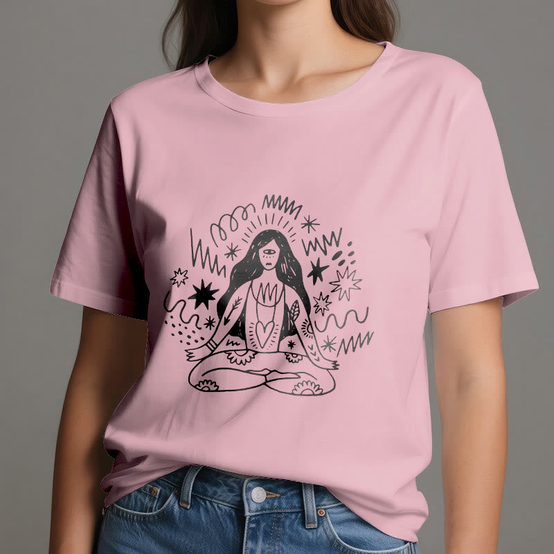 Camiseta Olivenorma con dibujo de grafiti y yoga para chica