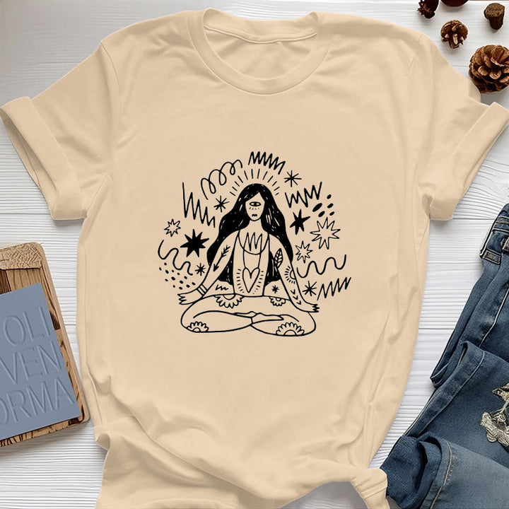 Camiseta Olivenorma con dibujo de grafiti y yoga para chica
