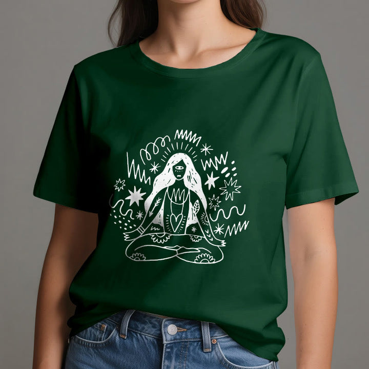 Camiseta Olivenorma con dibujo de grafiti y yoga para chica