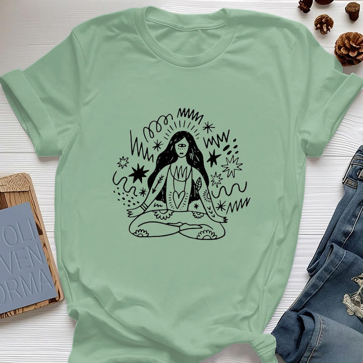 Camiseta Olivenorma con dibujo de grafiti y yoga para chica