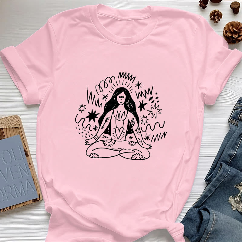 Camiseta Olivenorma con dibujo de grafiti y yoga para chica