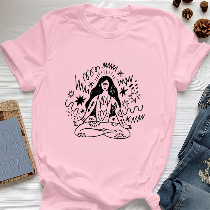 Camiseta Olivenorma con dibujo de grafiti y yoga para chica