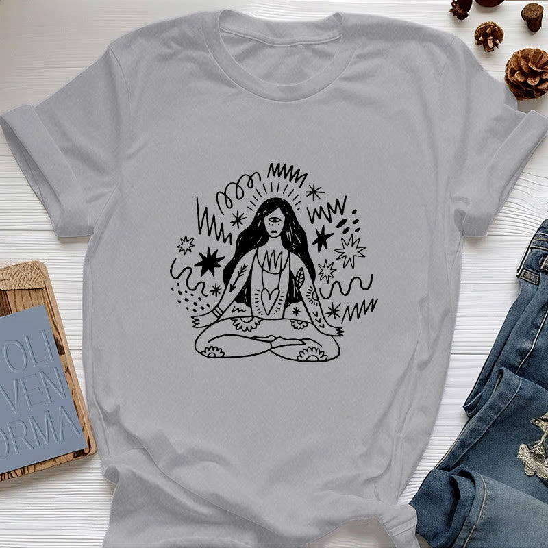Camiseta Olivenorma con dibujo de grafiti y yoga para chica