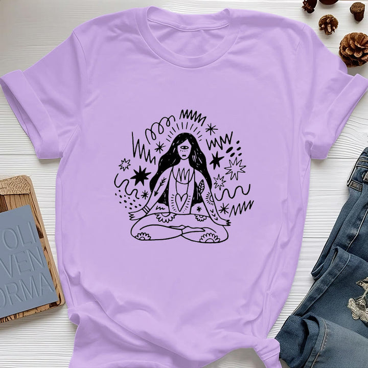 Camiseta Olivenorma con dibujo de grafiti y yoga para chica