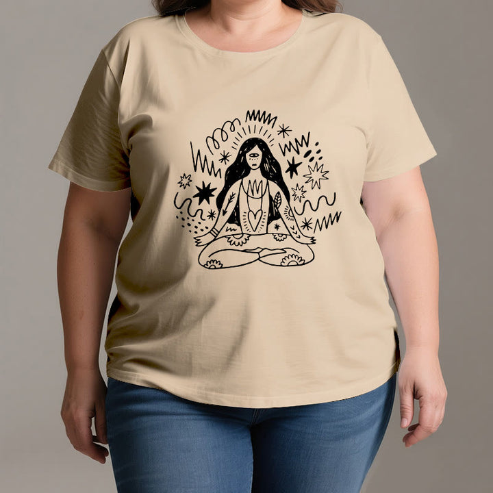 Camiseta Olivenorma con dibujo de grafiti y yoga para chica