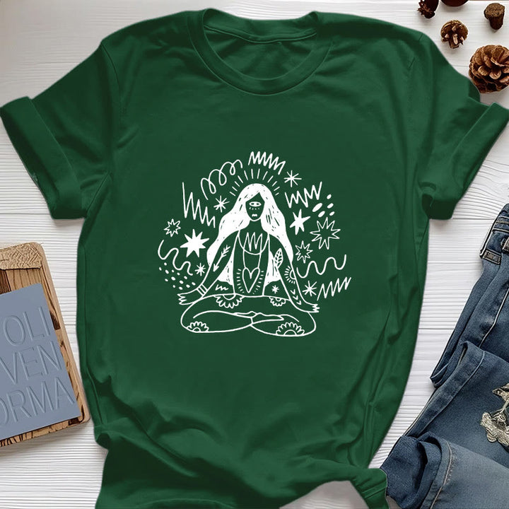 Camiseta Olivenorma con dibujo de grafiti y yoga para chica