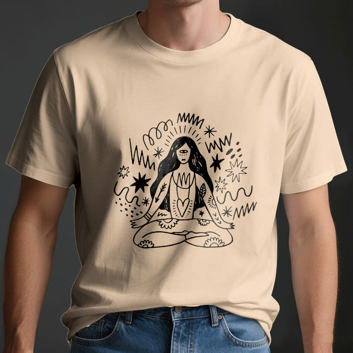 Camiseta Olivenorma con dibujo de grafiti y yoga para chica