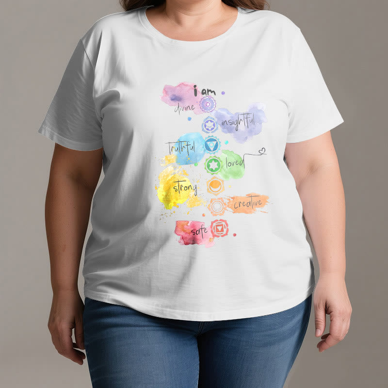 Camiseta de yoga Olivenorma "YO SOY" con energía de los 7 chakras - image 3