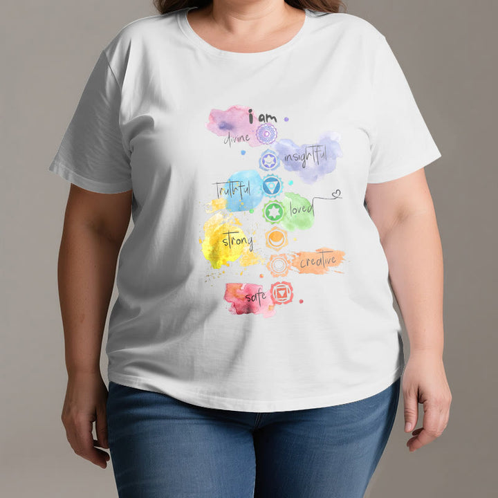 Camiseta de yoga Olivenorma "YO SOY" con energía de los 7 chakras - image 3