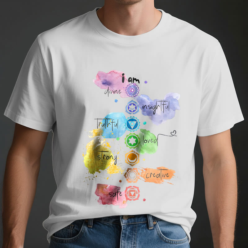 Camiseta de yoga Olivenorma "YO SOY" con energía de los 7 chakras - image 4