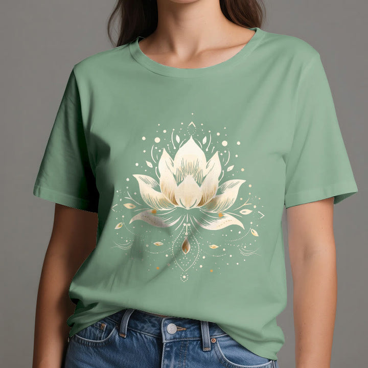 Camiseta de algodón puro con loto floreciente de Olivenorma - image 19