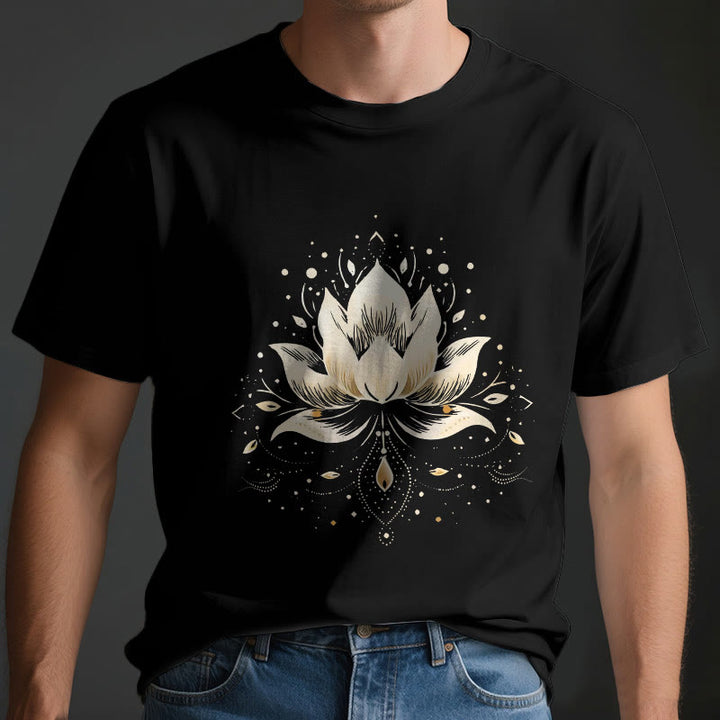 Camiseta de algodón puro con loto floreciente de Olivenorma - image 4