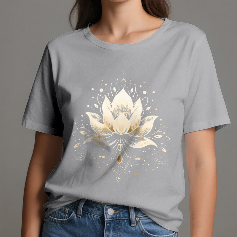 Camiseta de algodón puro con loto floreciente de Olivenorma - image 9